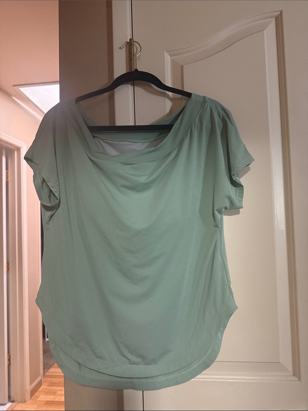 HALARA Seafoam Draped Short Sleeve Blouse